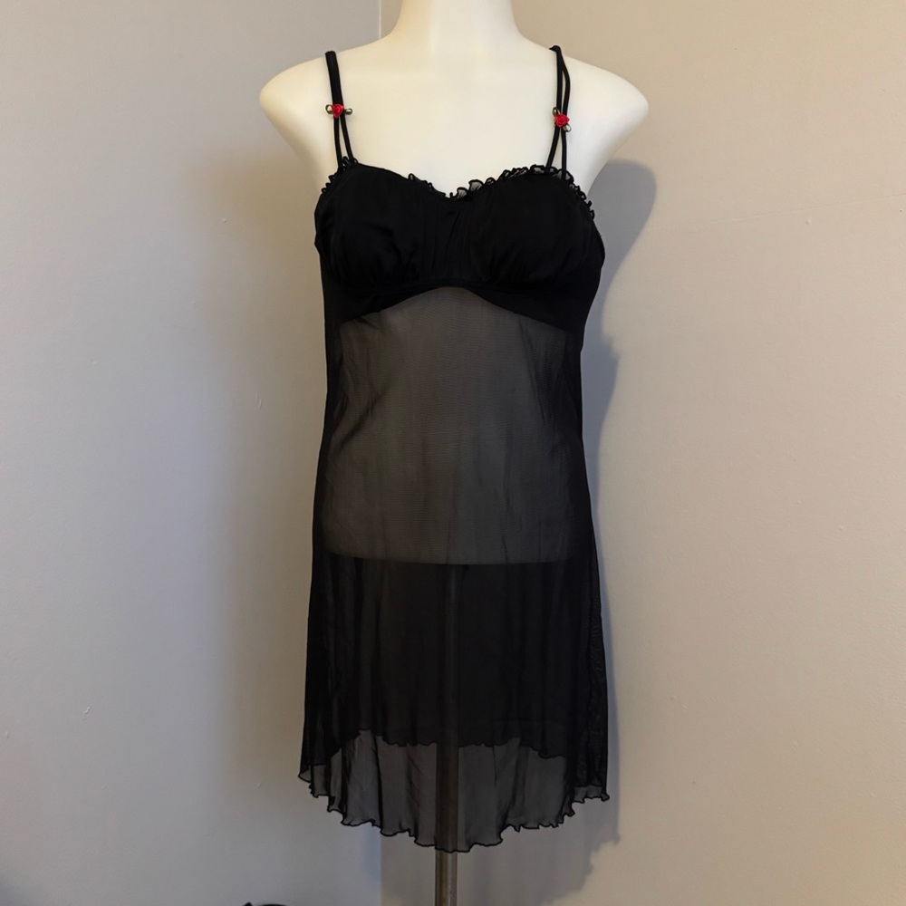 Unbranded Elegant Black Sheer Nightgown